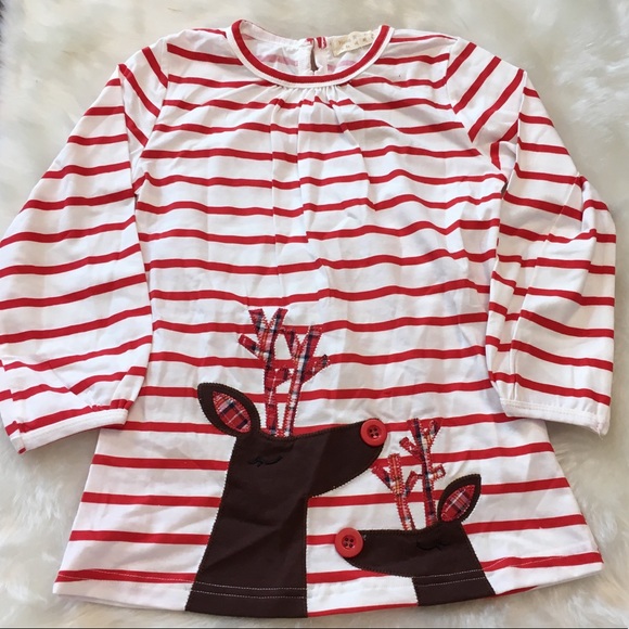 Reindeer Striped Christmas Holiday Dress - Picture 1 of 5